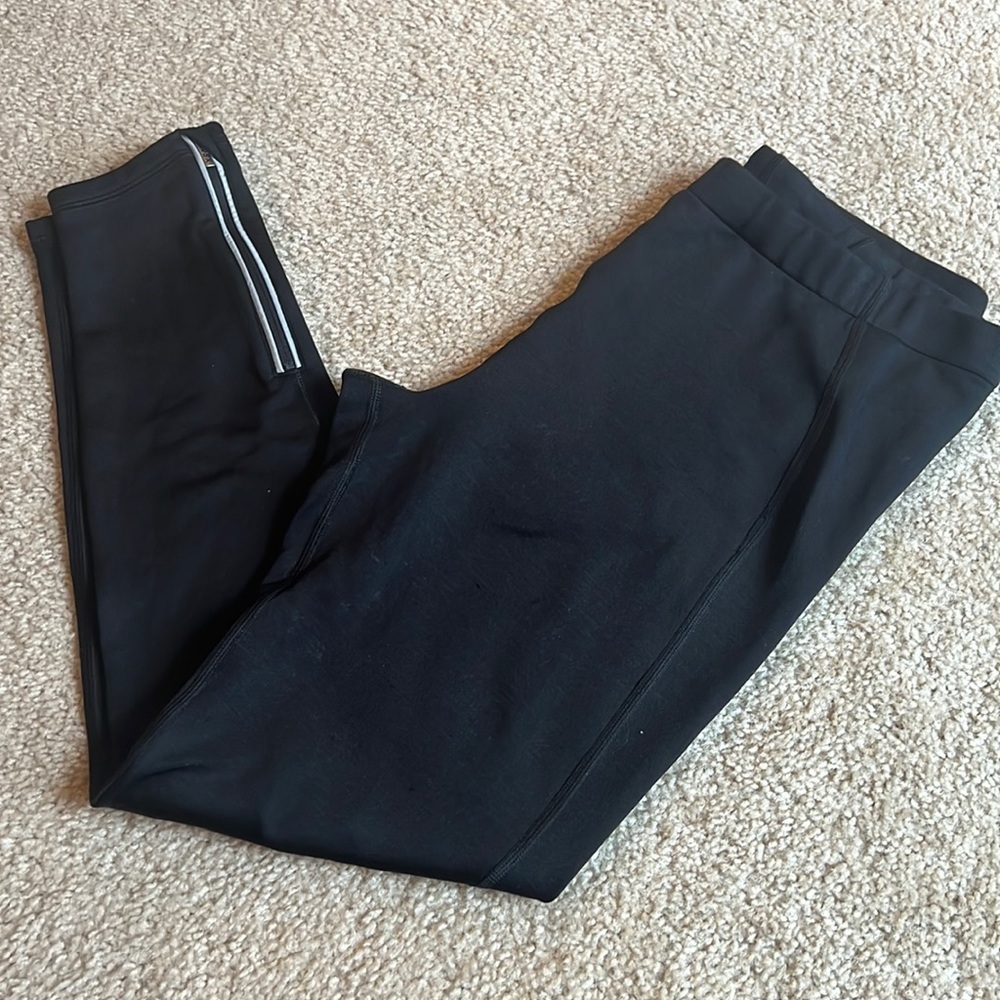 Victorias Secret Sport VSX black fleece lined pull on side zip ankle leggings l